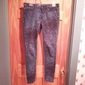 Mossimo Snakeskin Blue Black Pink Print Pattern Skinny Jeans Size 6 Fits 4